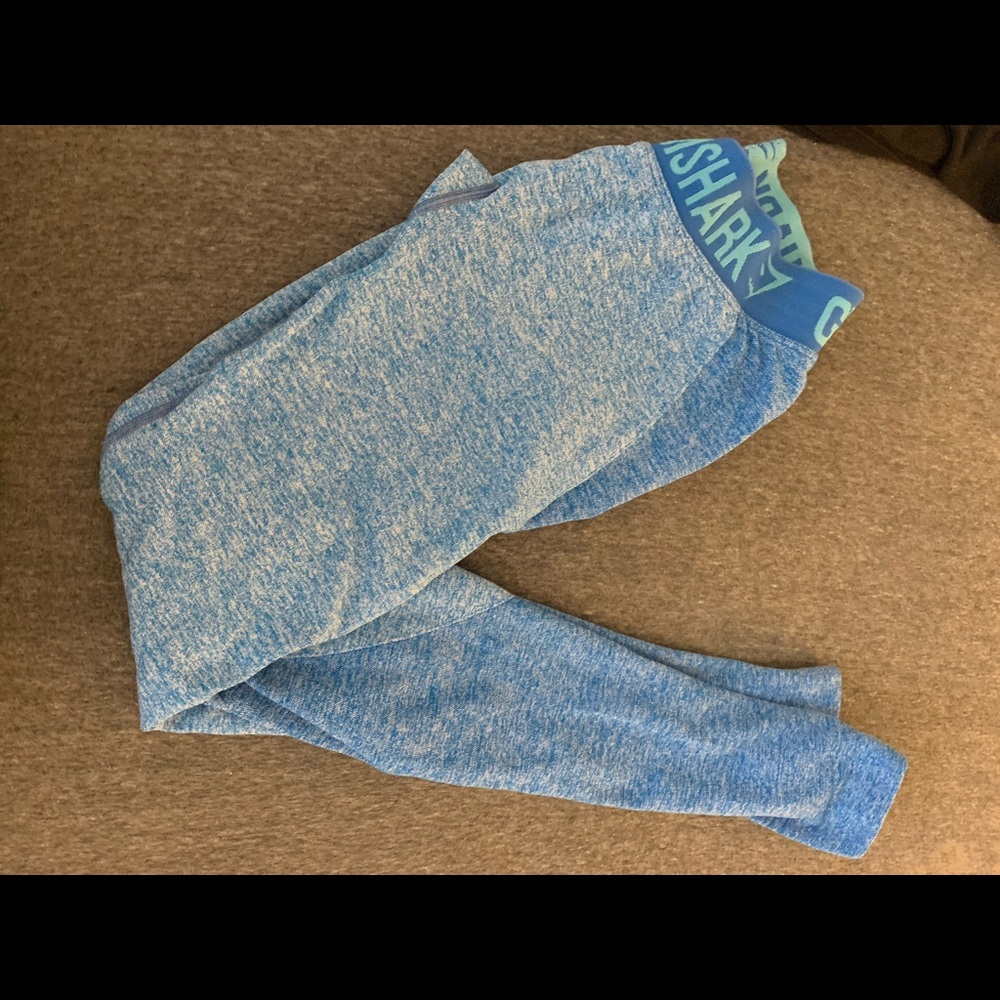 Gymshark Blue Marled Seamless Leggings with Teal Waistband